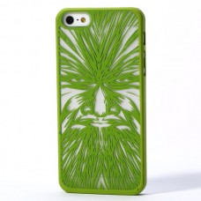 iPhone SE 5 5s - Carved Face Pattern Matte PC Hard Protective Cover Case - Green